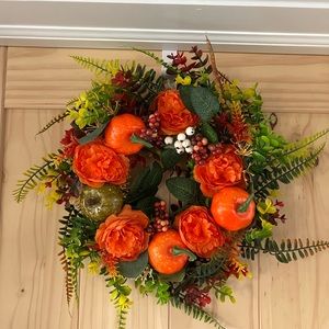 Fall floral pumpkin wreath